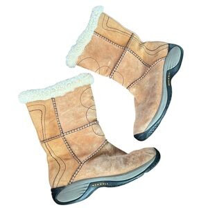 Merrell Women's Encore Peak Carmel Suede Leather Shearling Lined Boots Size 7